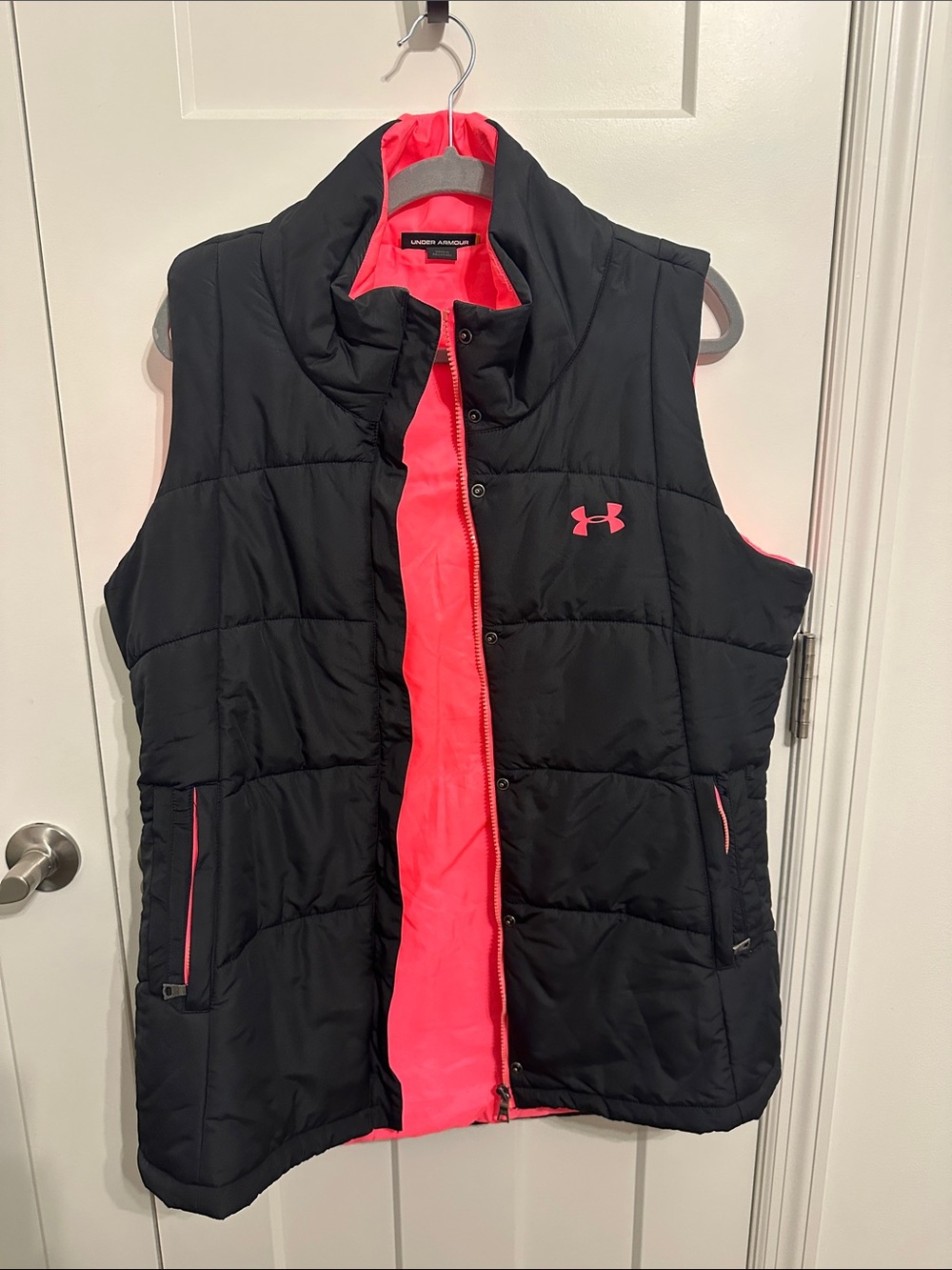 Under Armour Black with Hot Pink Trim Quilted Puffer Vest